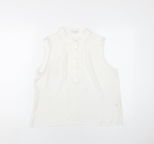 Minuet Womens White Polyester Basic Blouse Size 16 Round Neck