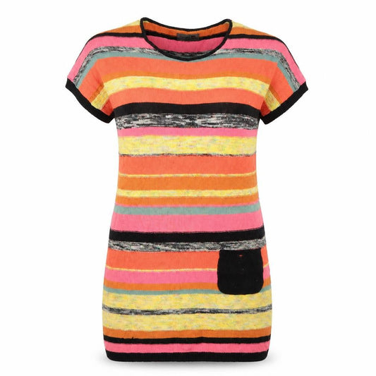 Numph Womens Multicoloured Striped Cotton Jumper Dress Size S Round Neck Pullover