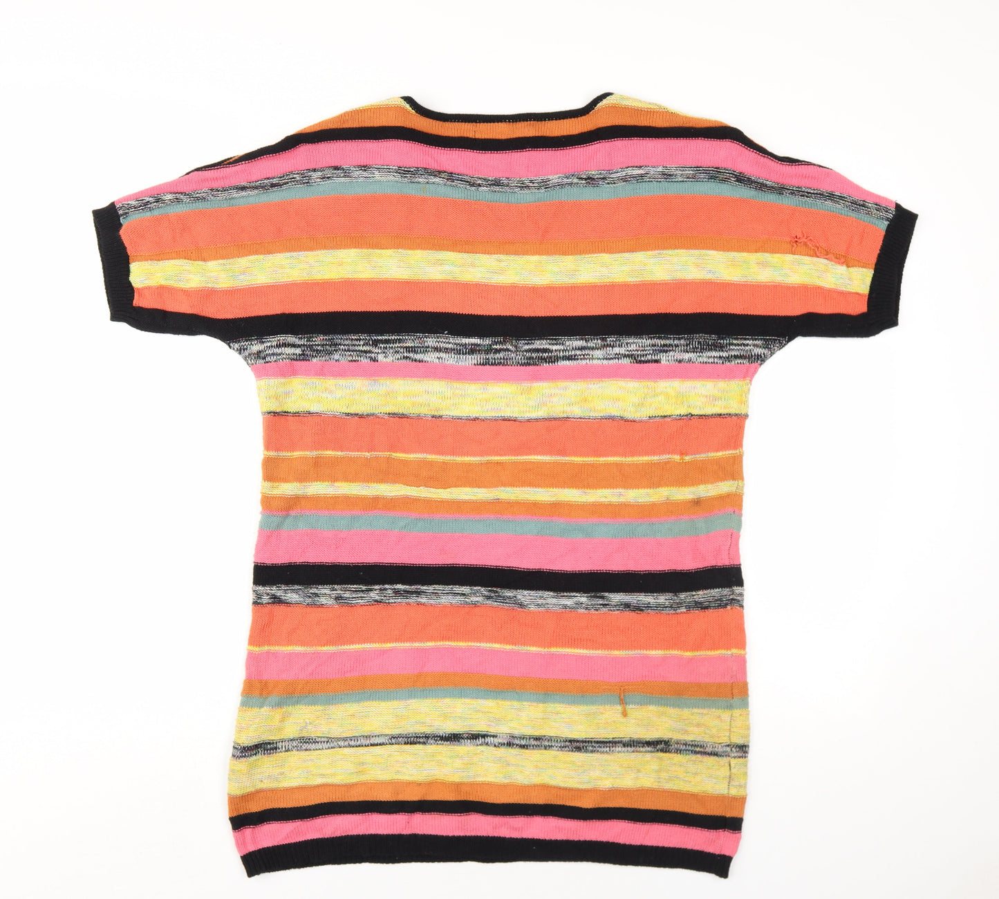Numph Womens Multicoloured Striped Cotton Jumper Dress Size S Round Neck Pullover