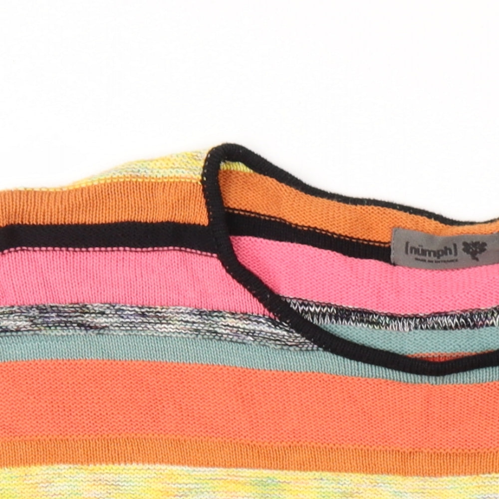 Numph Womens Multicoloured Striped Cotton Jumper Dress Size S Round Neck Pullover