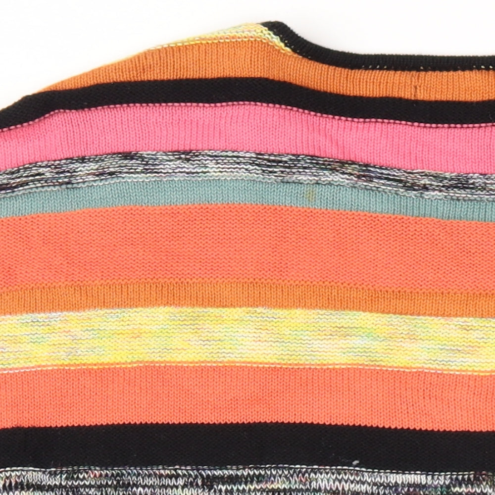 Numph Womens Multicoloured Striped Cotton Jumper Dress Size S Round Neck Pullover