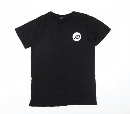 Additional front view of JD girls’ black cotton basic t-shirt, size 8, years round neck pullover
