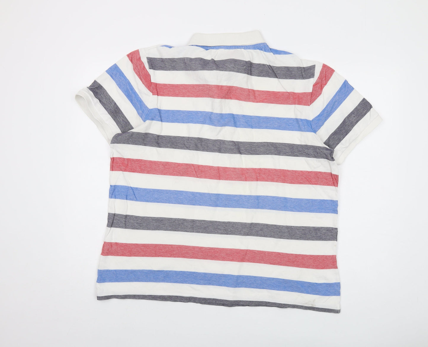 Sand Stone Mens Multicoloured Striped Cotton Polo Size XL Collared Button