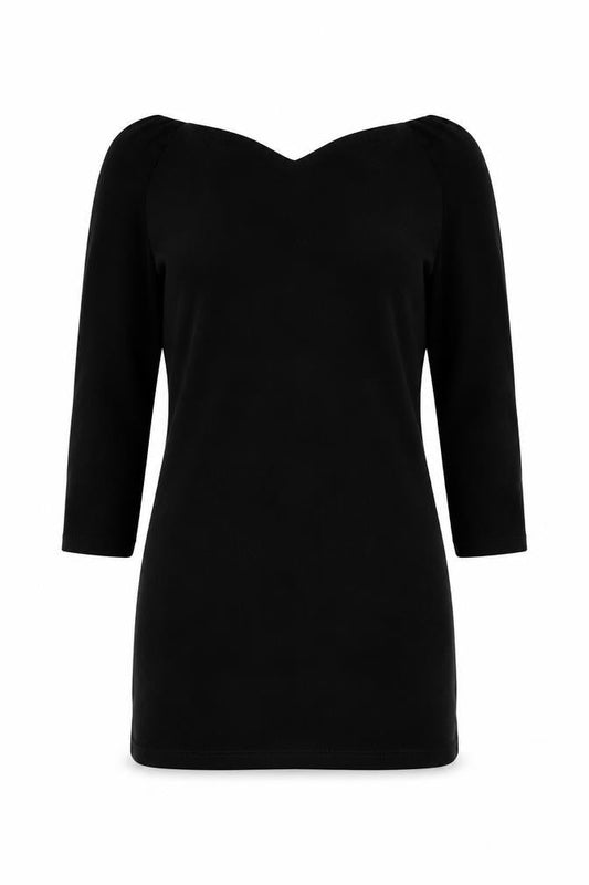 Motel Womens Black Cotton Mini Size S V-Neck Pullover