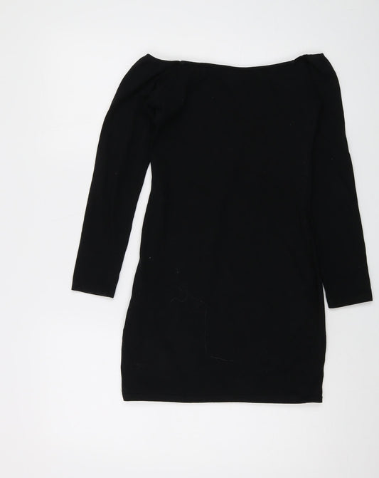 Motel Womens Black Cotton Mini Size S V-Neck Pullover