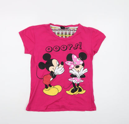 Womens UK Size 6 Disney Pink Basic T-Shirt
