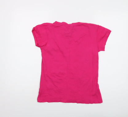 Womens UK Size 6 Disney Pink Basic T-Shirt