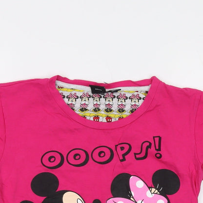 Womens UK Size 6 Disney Pink Basic T-Shirt