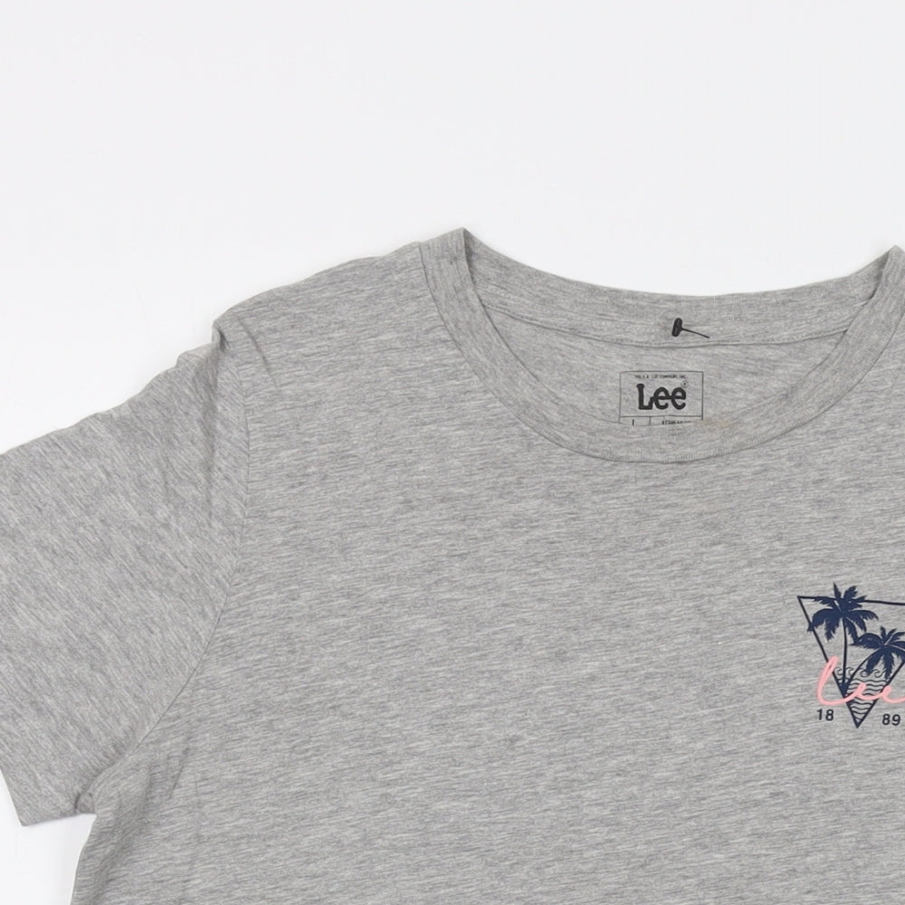 Lee Mens Grey Cotton T-Shirt Size L Crew Neck