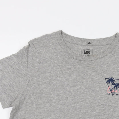 Lee Mens Grey Cotton T-Shirt Size L Crew Neck