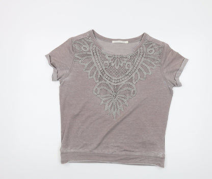 Womens UK Size L YAYA Beige Basic T-Shirt