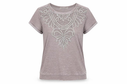 Womens UK Size L YAYA Beige Basic T-Shirt