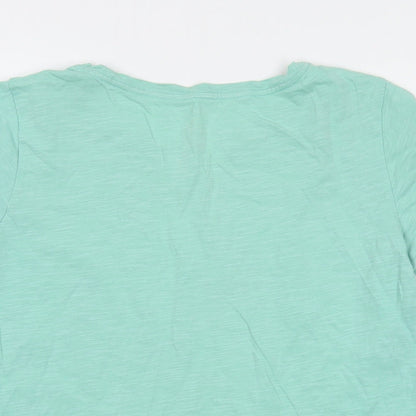 Thought Womens Green Cotton Basic T-Shirt Size 12 Round Neck