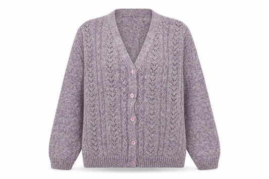 Berkertex Womens Purple V-Neck Acrylic Cardigan Jumper Size 14