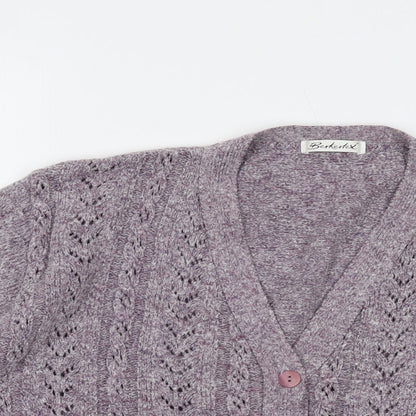 Berkertex Womens Purple V-Neck Acrylic Cardigan Jumper Size 14