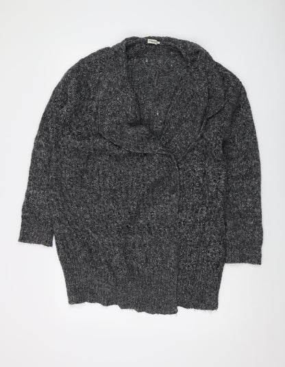 Fillipa K Womens Grey V-Neck Nylon Cardigan Jumper Size S