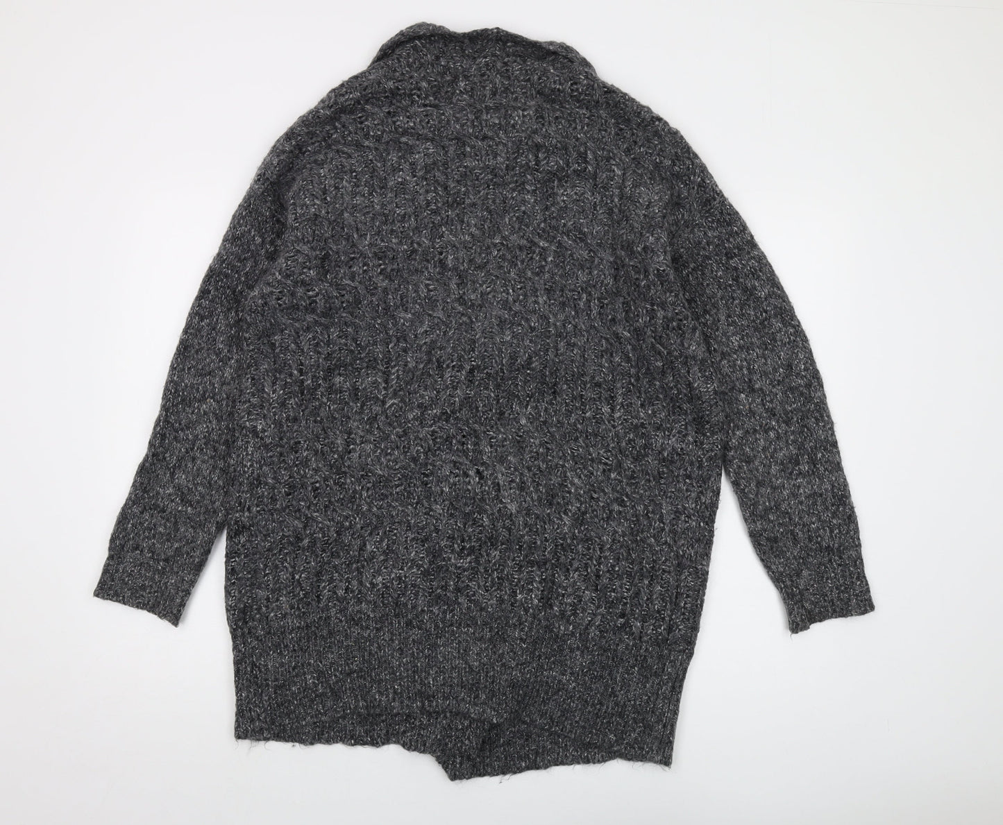 Fillipa K Womens Grey V-Neck Nylon Cardigan Jumper Size S