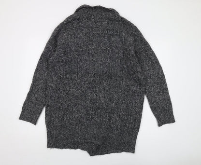 Fillipa K Womens Grey V-Neck Nylon Cardigan Jumper Size S