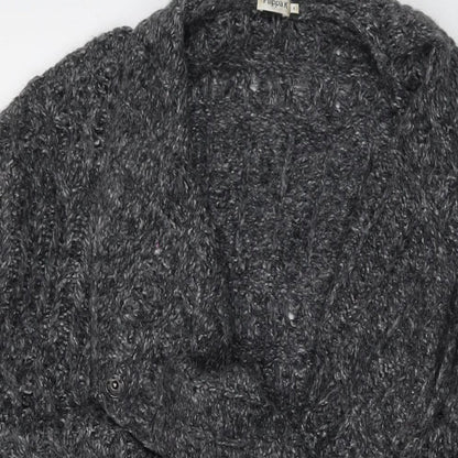 Fillipa K Womens Grey V-Neck Nylon Cardigan Jumper Size S