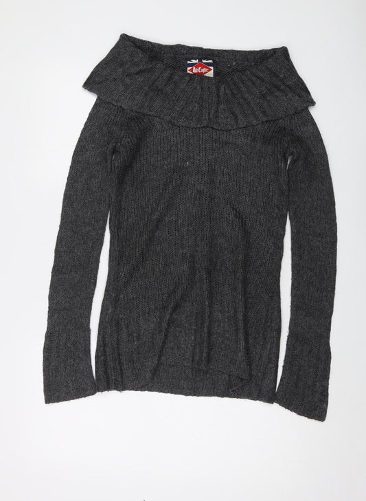 Lee Cooper Womens Grey Roll Neck Acrylic Pullover Jumper Size 8