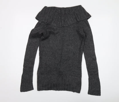 Lee Cooper Womens Grey Roll Neck Acrylic Pullover Jumper Size 8