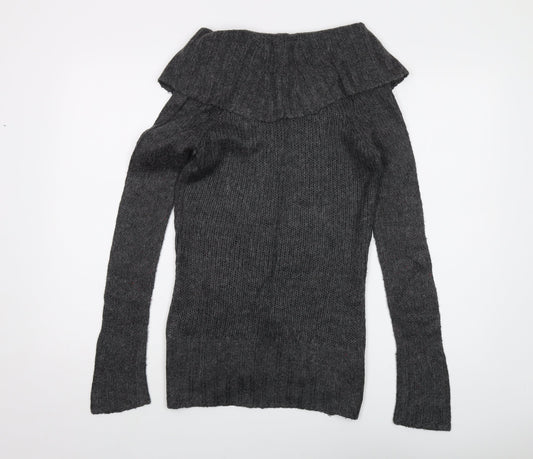 Lee Cooper Womens Grey Roll Neck Acrylic Pullover Jumper Size 8