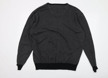 RJR.John Rocha Mens Grey V-Neck Cotton Pullover Jumper Size 3XL Long Sleeve