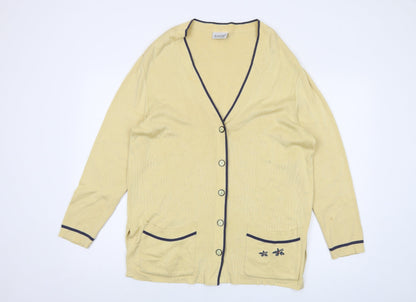 Basler Womens Yellow V-Neck Cotton Cardigan Jumper Size 12