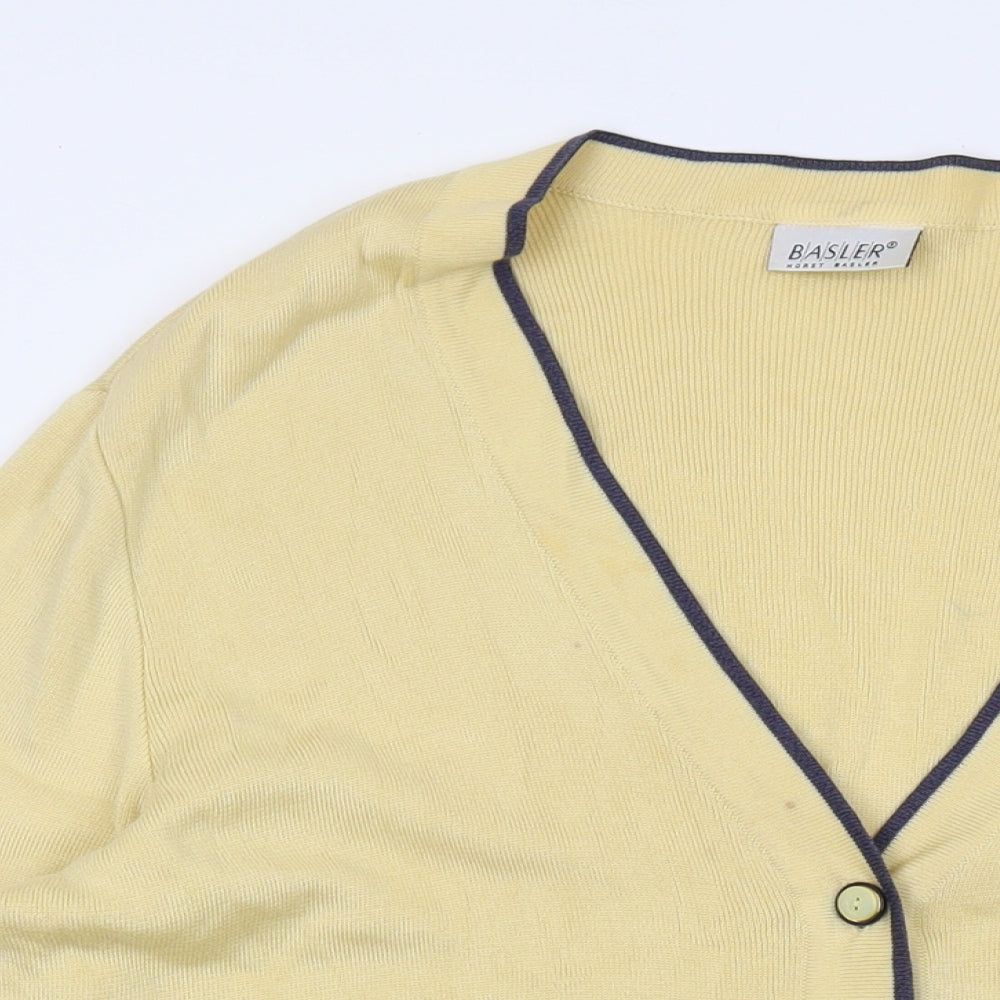 Basler Womens Yellow V-Neck Cotton Cardigan Jumper Size 12