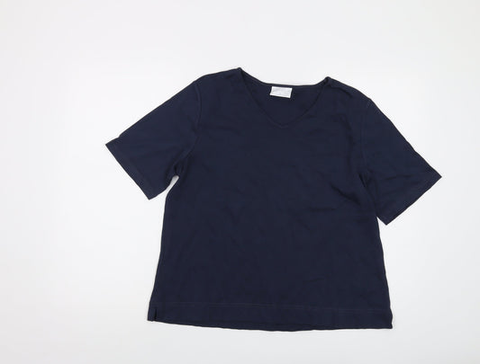 Cotswold Womens Blue Cotton Basic T-Shirt Size L V-Neck