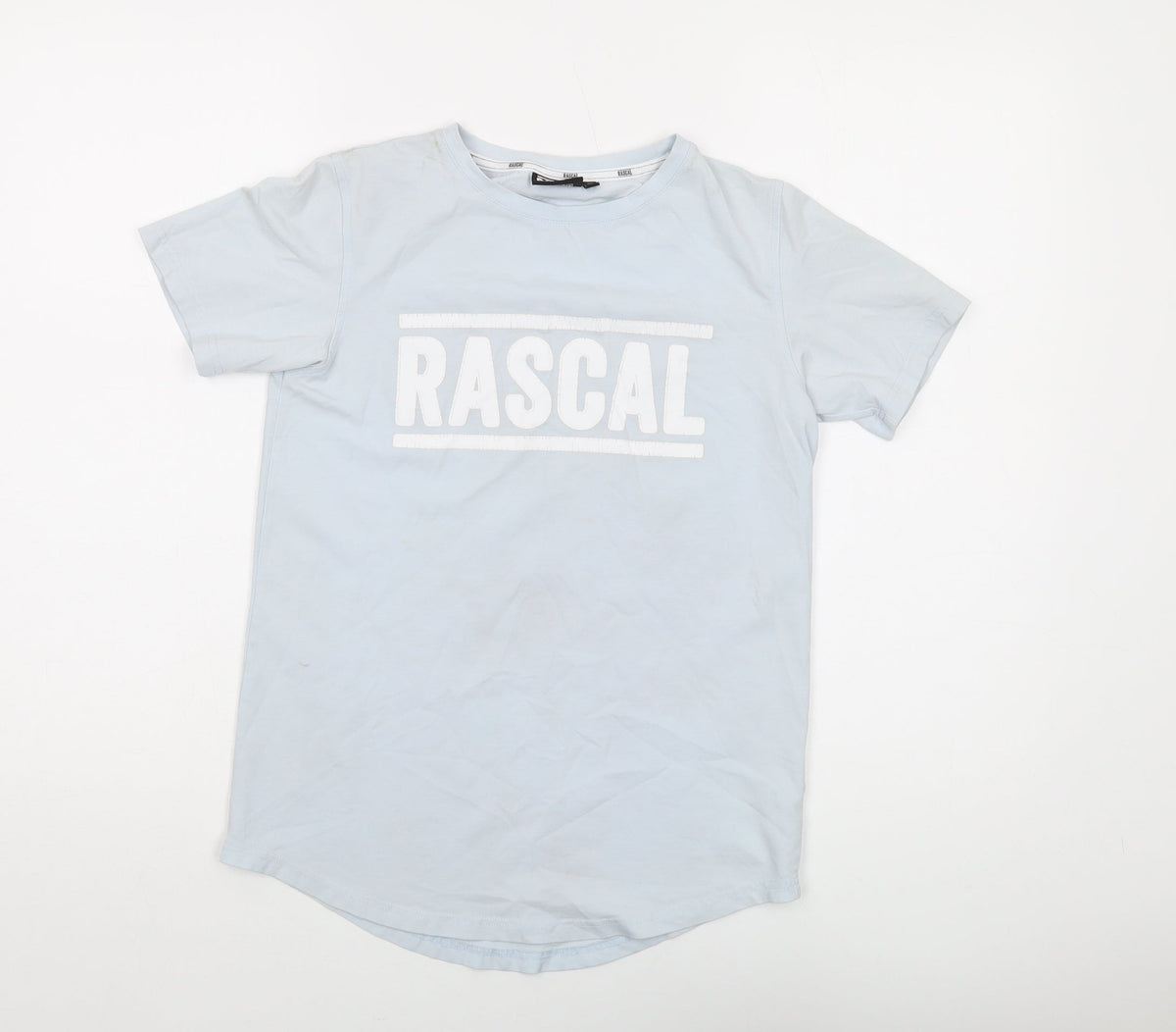 Rascal Womens Blue Cotton Basic T-Shirt Size L Crew Neck