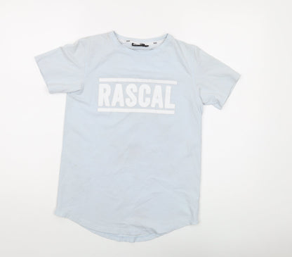 Rascal Womens Blue Cotton Basic T-Shirt Size L Crew Neck