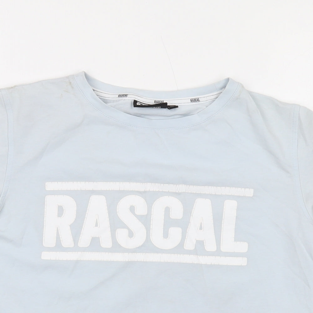 Rascal Womens Blue Cotton Basic T-Shirt Size L Crew Neck