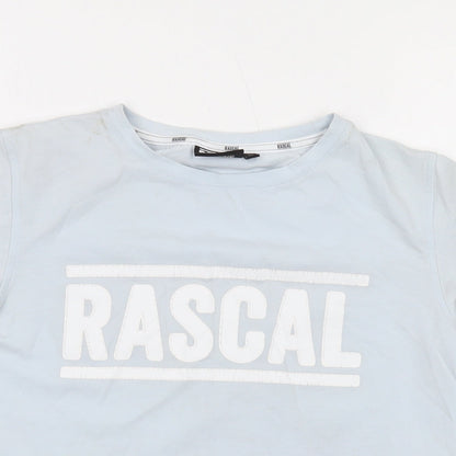 Rascal Womens Blue Cotton Basic T-Shirt Size L Crew Neck