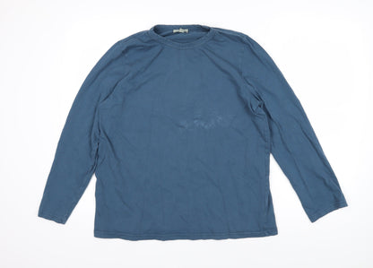 Additional front view of COS women’s blue 100% cotton pullover sweatshirt, size L, pullover