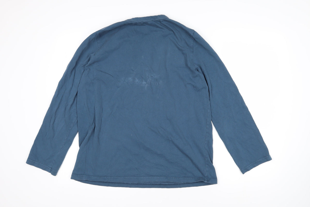 Back view of COS women’s blue 100% cotton pullover sweatshirt, size L, pullover