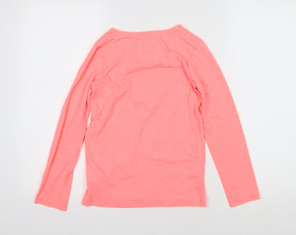 NEXT Girls Pink Cotton Basic T-Shirt Size 10 Years Boat Neck Pullover