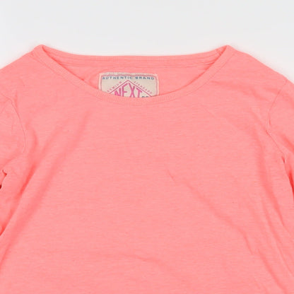 NEXT Girls Pink Cotton Basic T-Shirt Size 10 Years Boat Neck Pullover