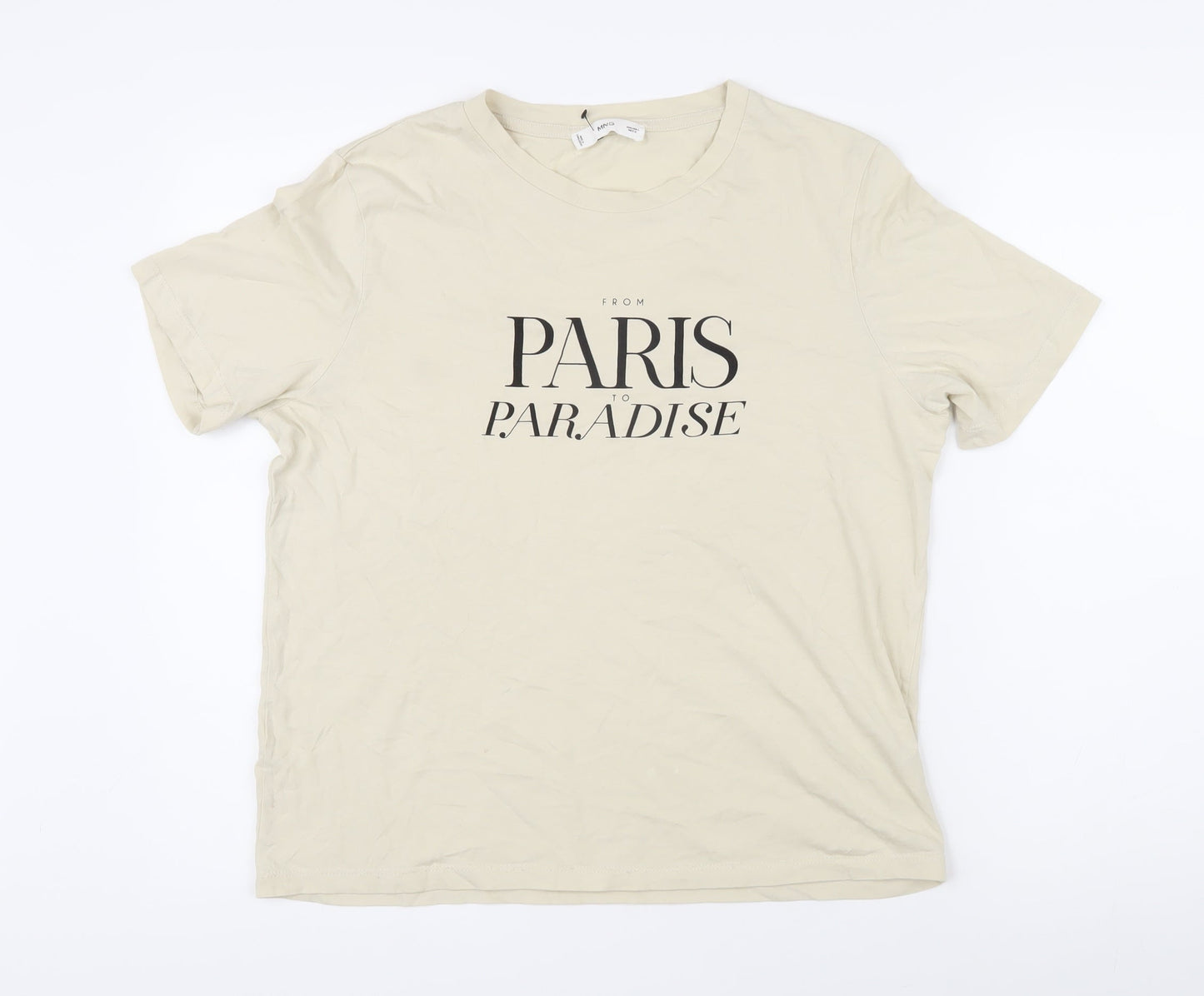 Womens UK Size L MNG Beige Basic T-Shirt