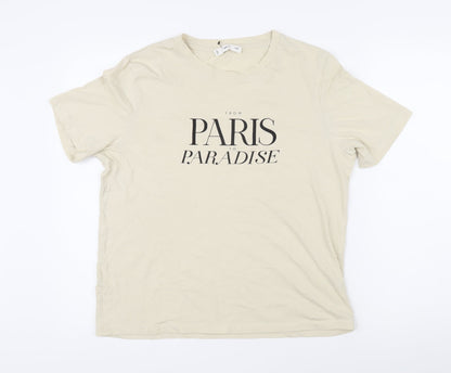 Womens UK Size L MNG Beige Basic T-Shirt