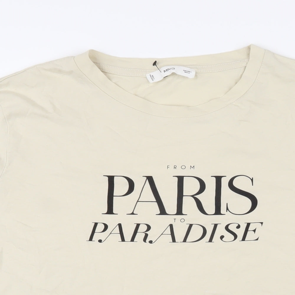 Womens UK Size L MNG Beige Basic T-Shirt