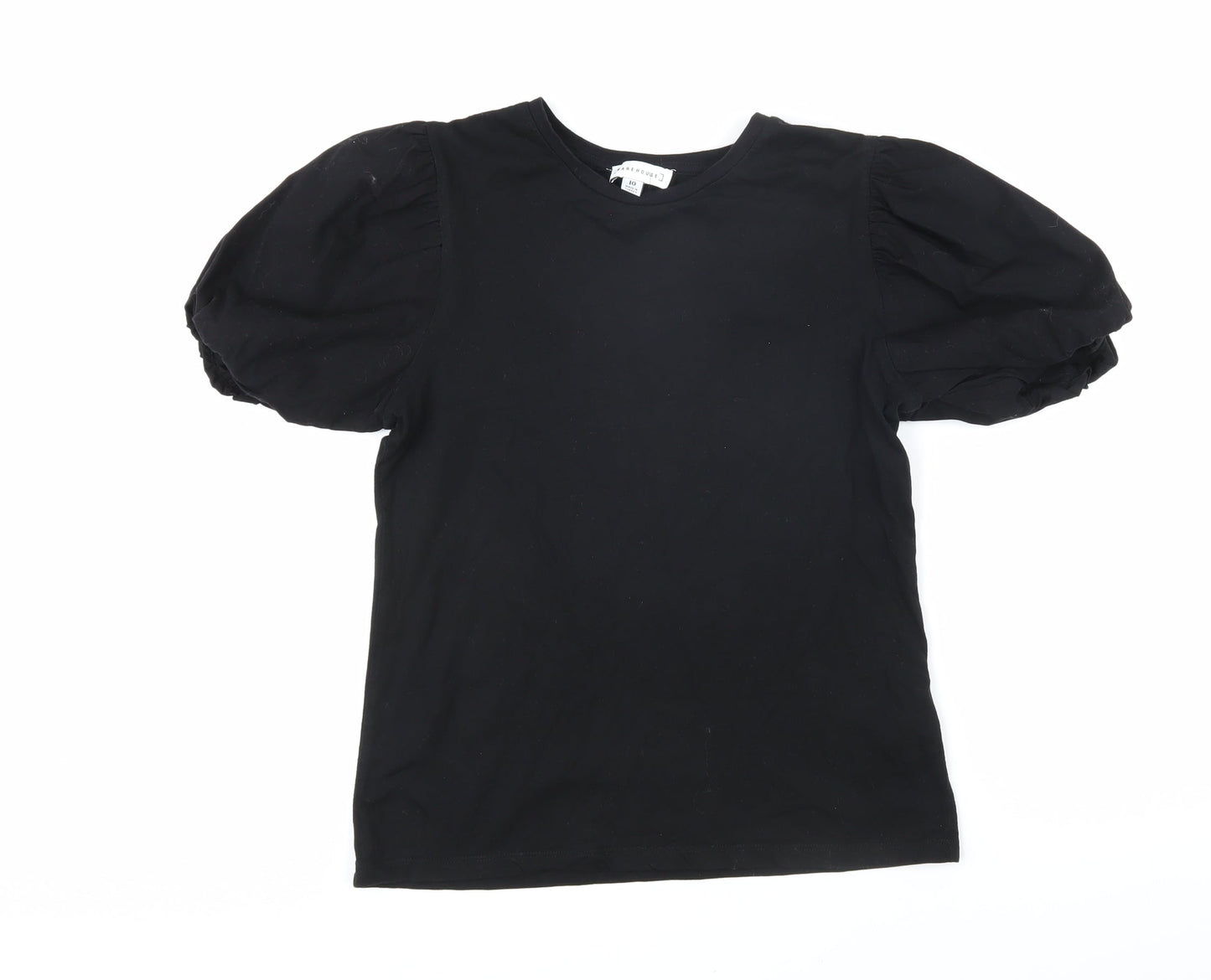Womens UK Size 10 Warehouse Black Basic T-Shirt
