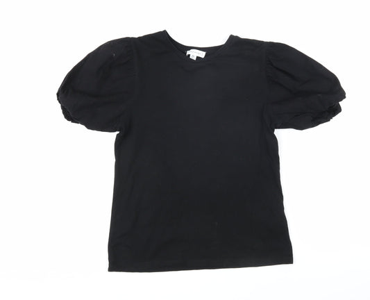 Womens UK Size 10 Warehouse Black Basic T-Shirt