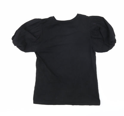 Womens UK Size 10 Warehouse Black Basic T-Shirt
