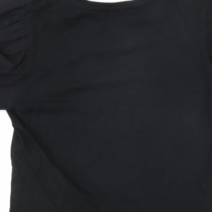 Womens UK Size 10 Warehouse Black Basic T-Shirt