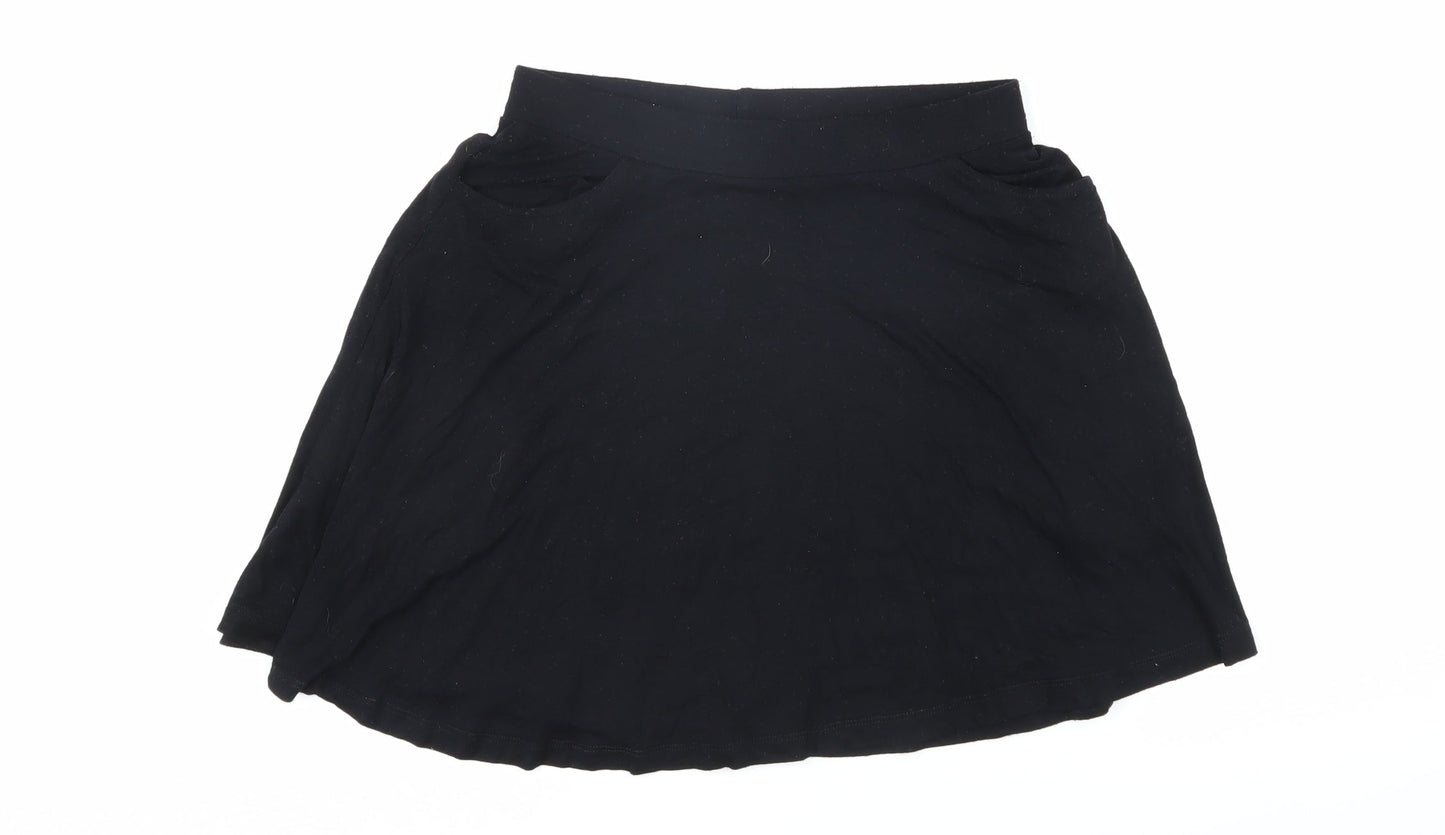 ASOS Womens Black Viscose A-Line Skirt Size 10 - Pockets on front