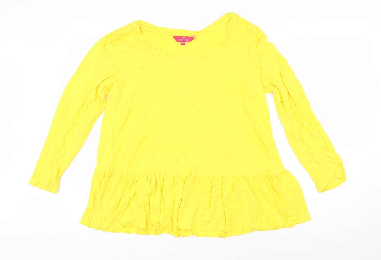 Womens UK Size 14 Together Yellow Tunic T-Shirt