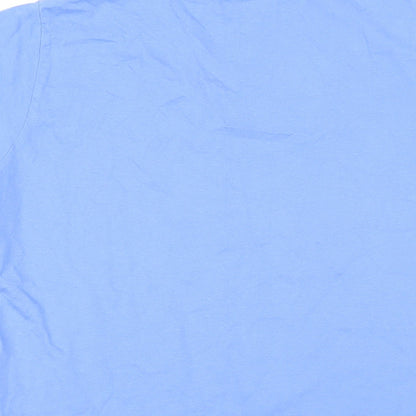 EWM Womens Blue Cotton Basic T-Shirt Size S V-Neck