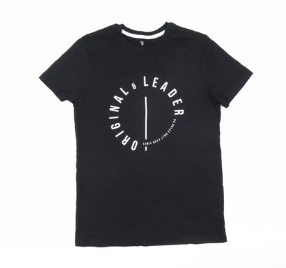 La Redoute Boys Black 100% Cotton Basic T-Shirt Size 16 Years Round Neck Pullover - Original & leader No rules only good vibes
