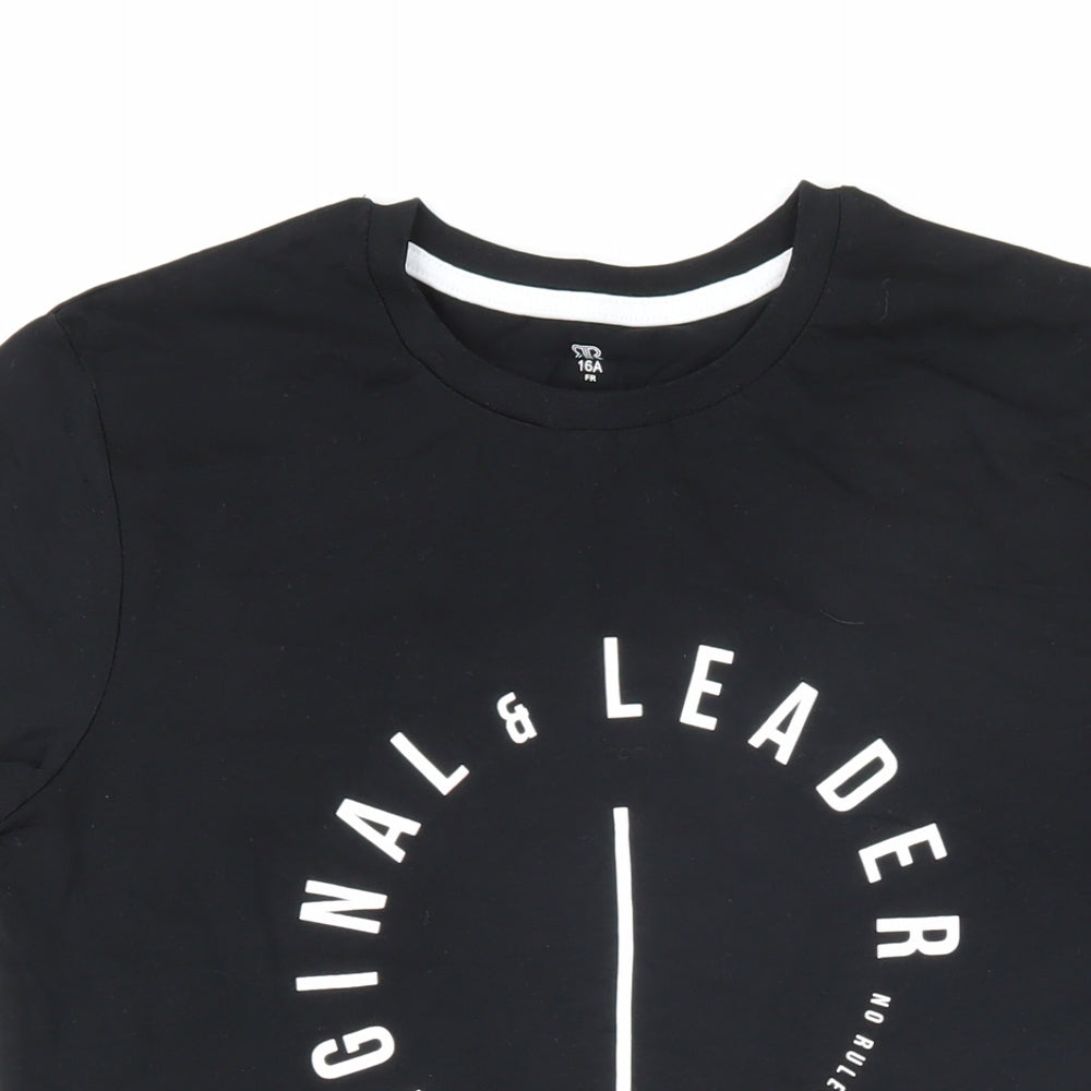 La Redoute Boys Black 100% Cotton Basic T-Shirt Size 16 Years Round Neck Pullover - Original & leader No rules only good vibes